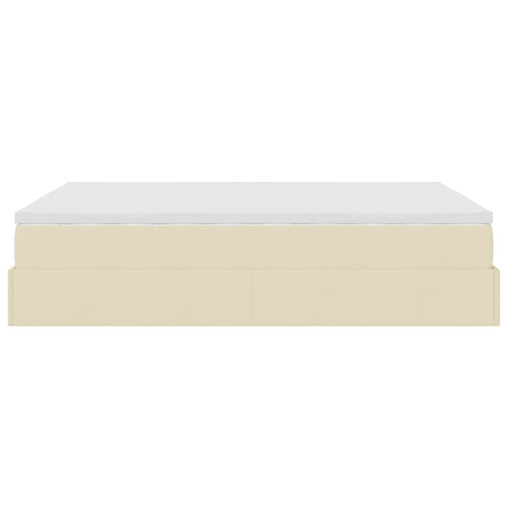 Cadre de lit ottoman avec matelas crème 140x190 cm tissu - XIOS