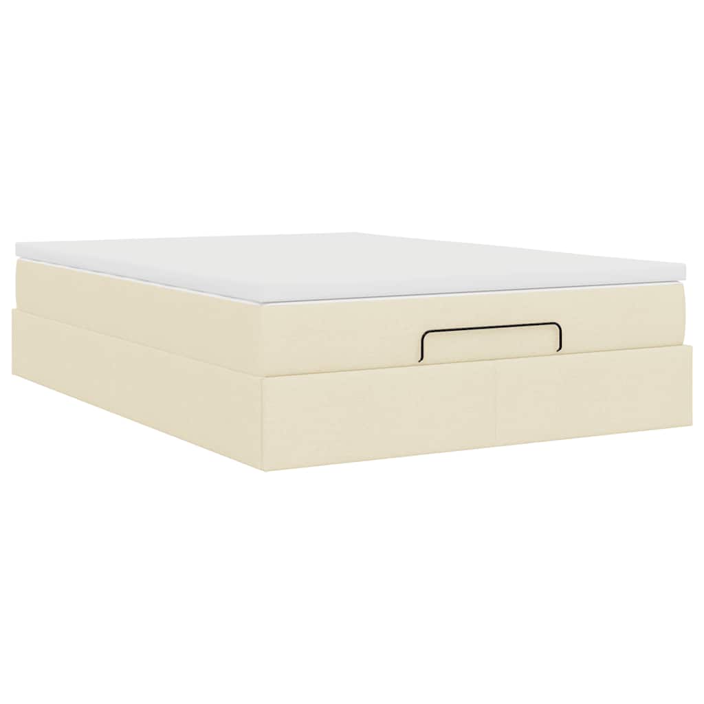 Cadre de lit ottoman avec matelas crème 140x190 cm tissu - XIOS