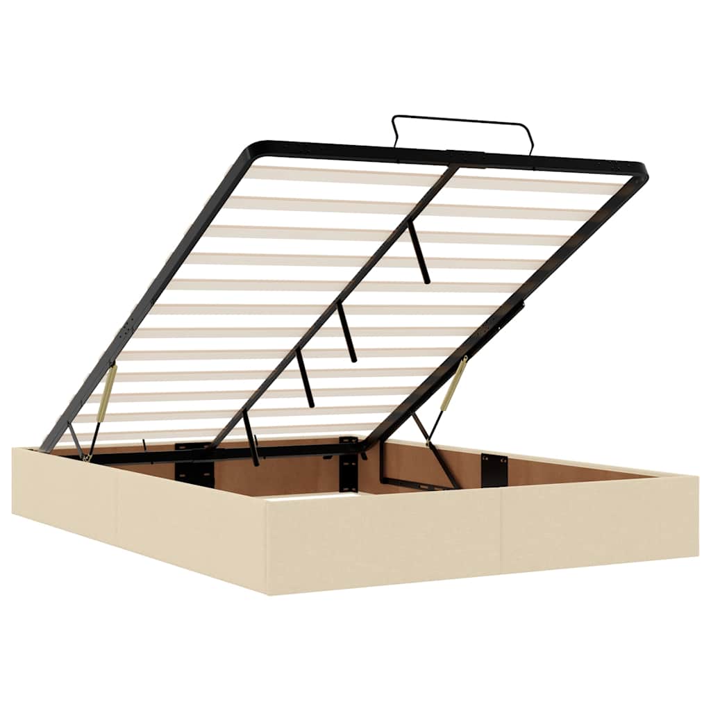 Cadre de lit ottoman avec matelas crème 140x190 cm tissu - XIOS