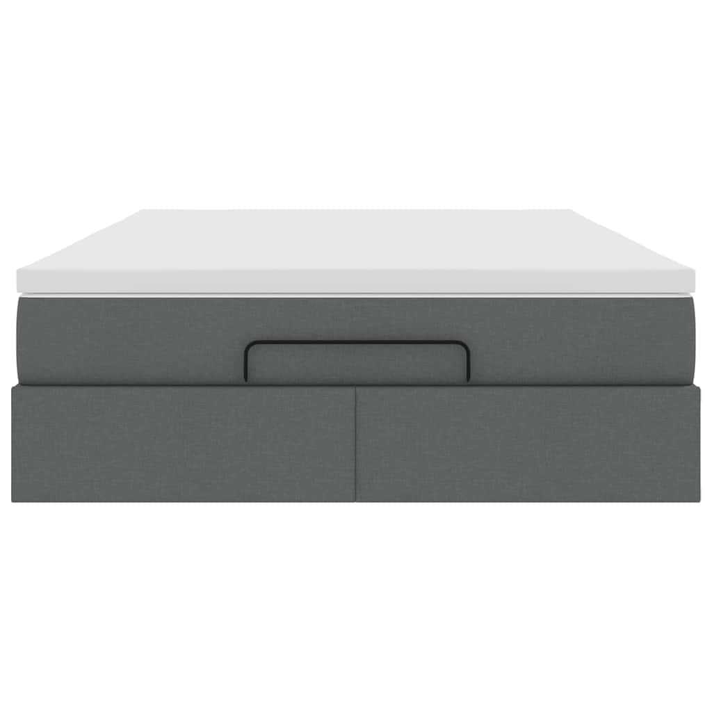 Cadre de lit ottoman avec matelas gris foncé 140x200 cm tissu - XIOS