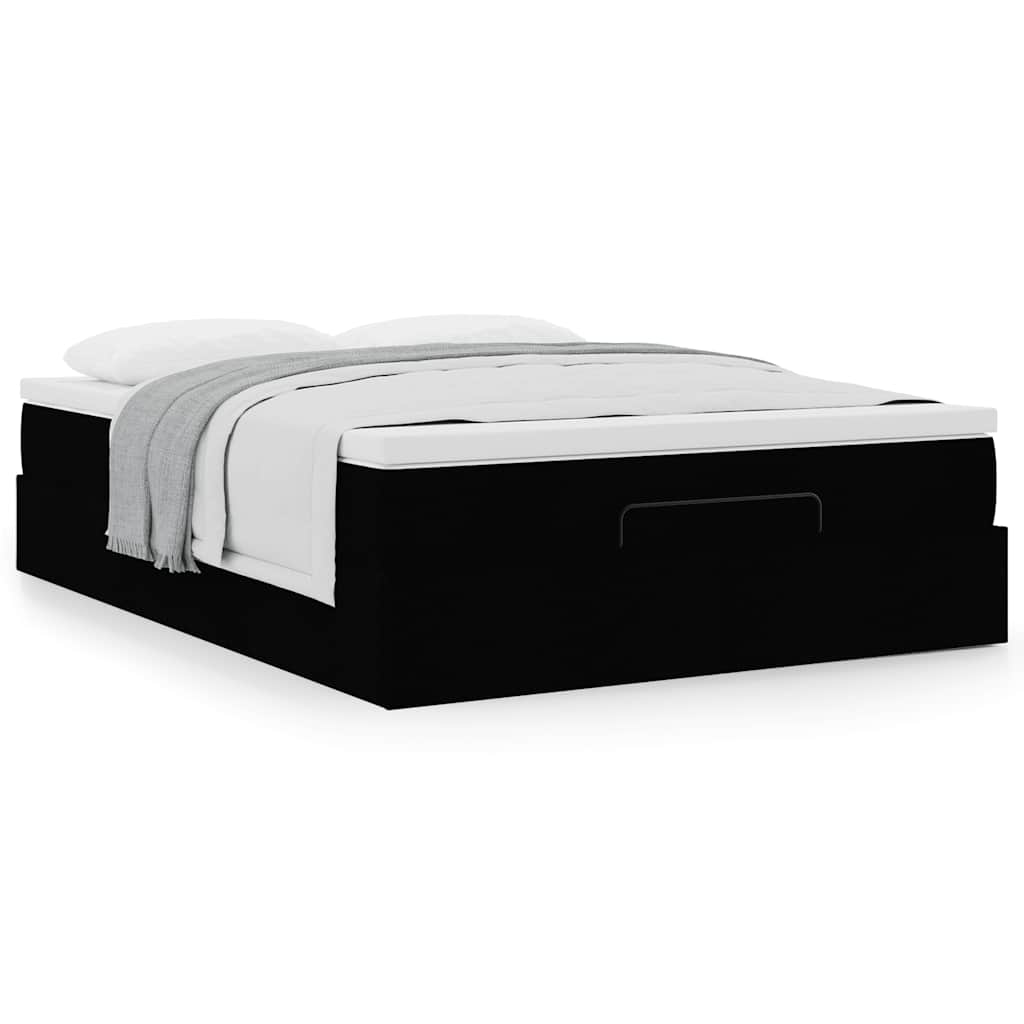 Cadre de lit ottoman avec matelas noir 140x200 cm tissu - XIOS