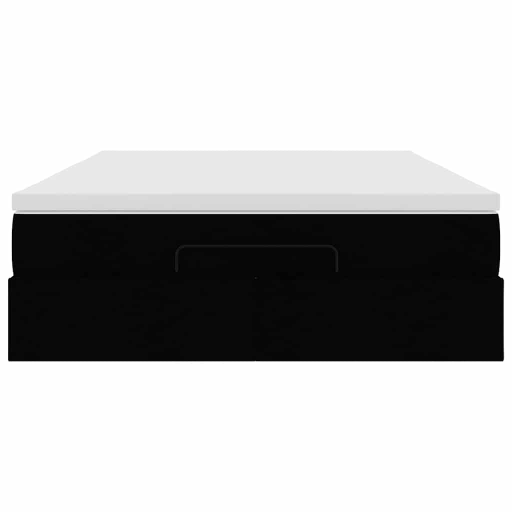 Cadre de lit ottoman avec matelas noir 140x200 cm tissu - XIOS