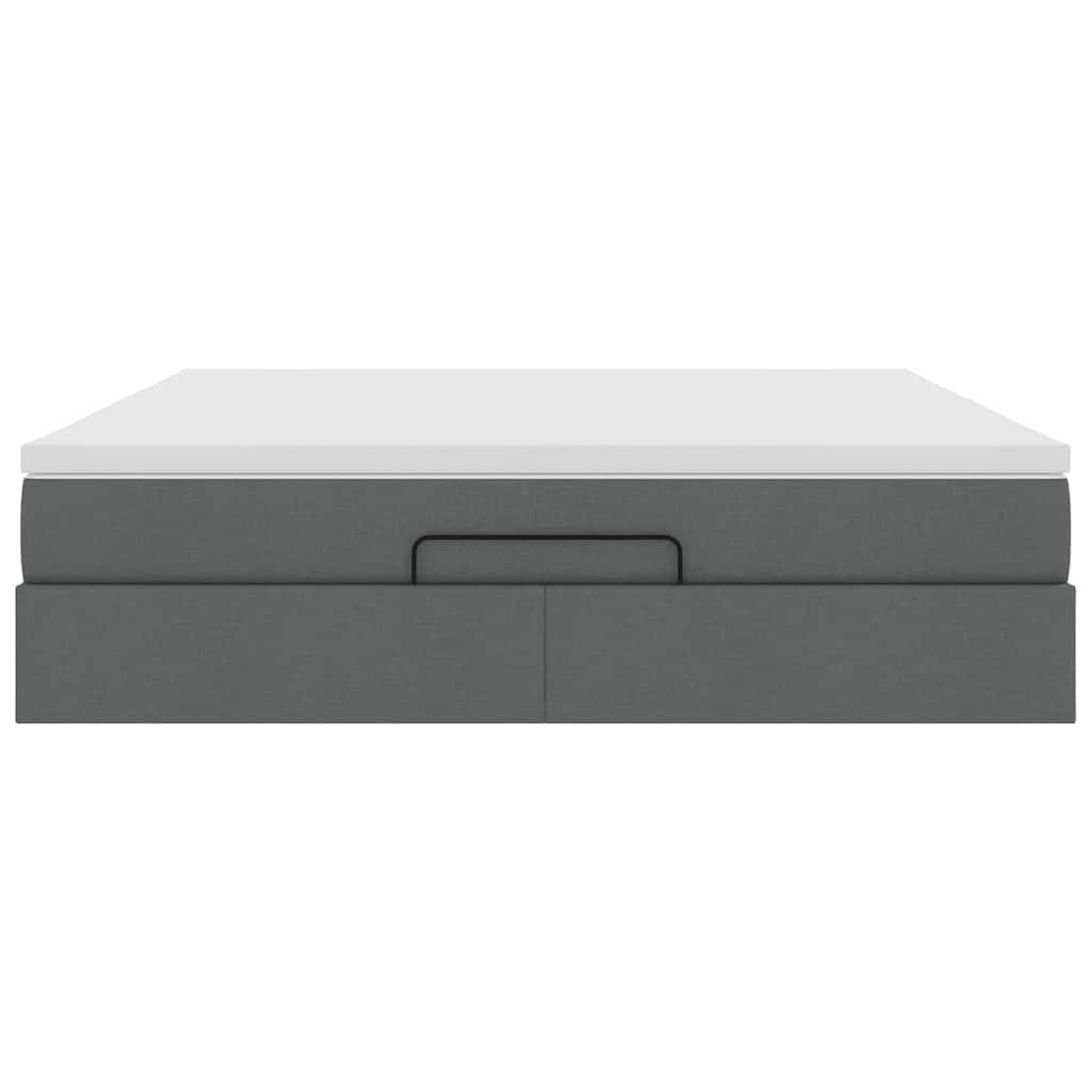 Cadre de lit ottoman avec matelas gris foncé 160x200cm tissu