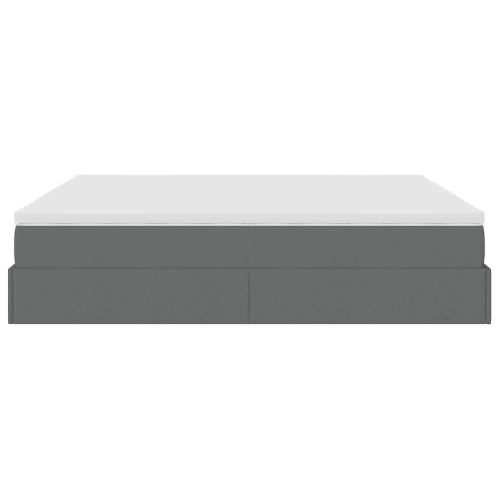 Cadre de lit ottoman avec matelas gris foncé 160x200cm tissu