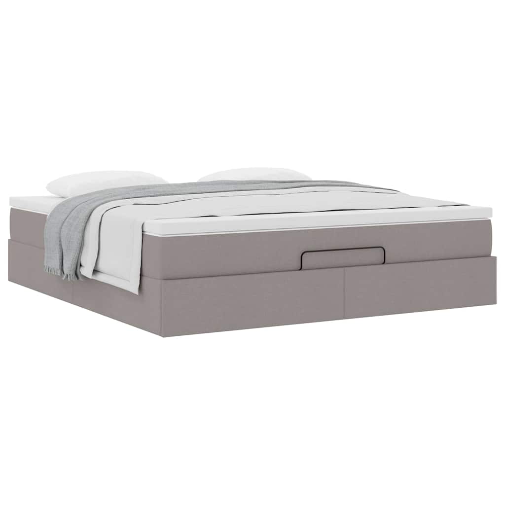 Cadre de lit ottoman avec matelas taupe 160x200 cm tissu - XIOS