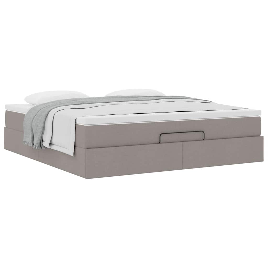 Cadre de lit ottoman avec matelas taupe 160x200 cm tissu - XIOS