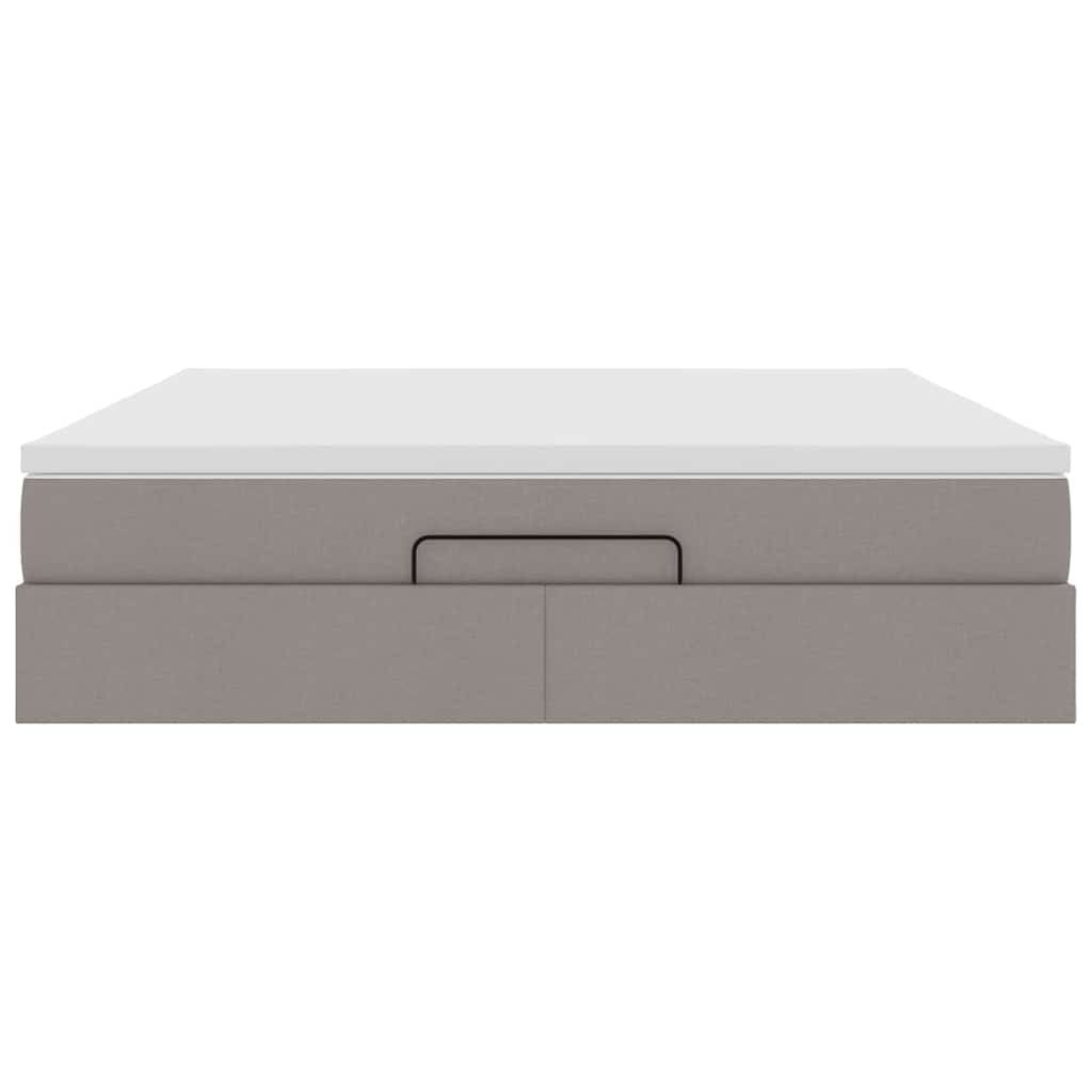 Cadre de lit ottoman avec matelas taupe 160x200 cm tissu