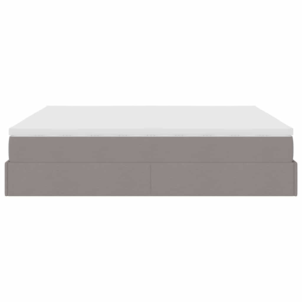 Cadre de lit ottoman avec matelas taupe 160x200 cm tissu