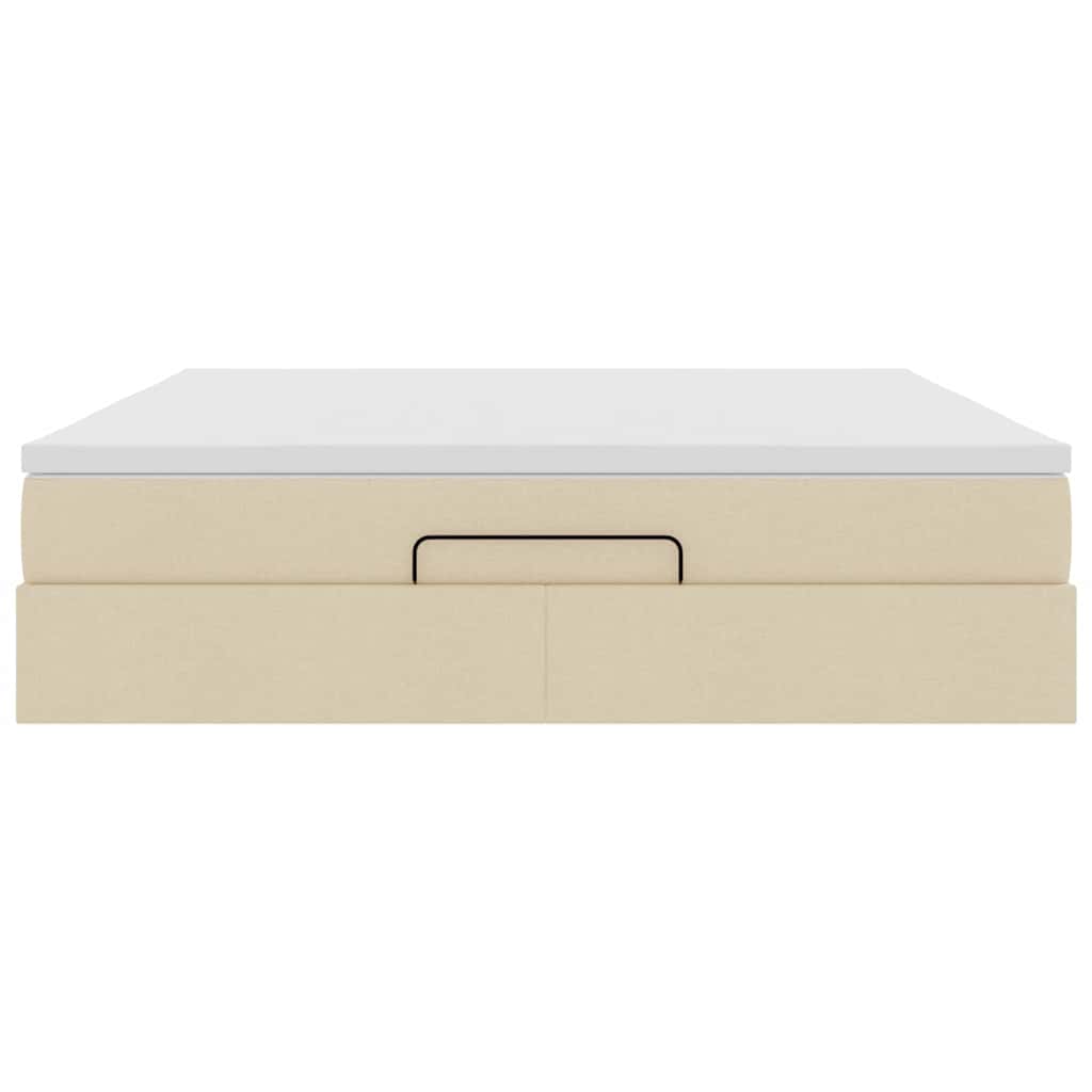 Cadre de lit ottoman avec matelas crème 160x200 cm tissu