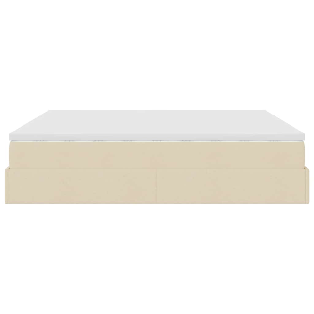 Cadre de lit ottoman avec matelas crème 160x200 cm tissu