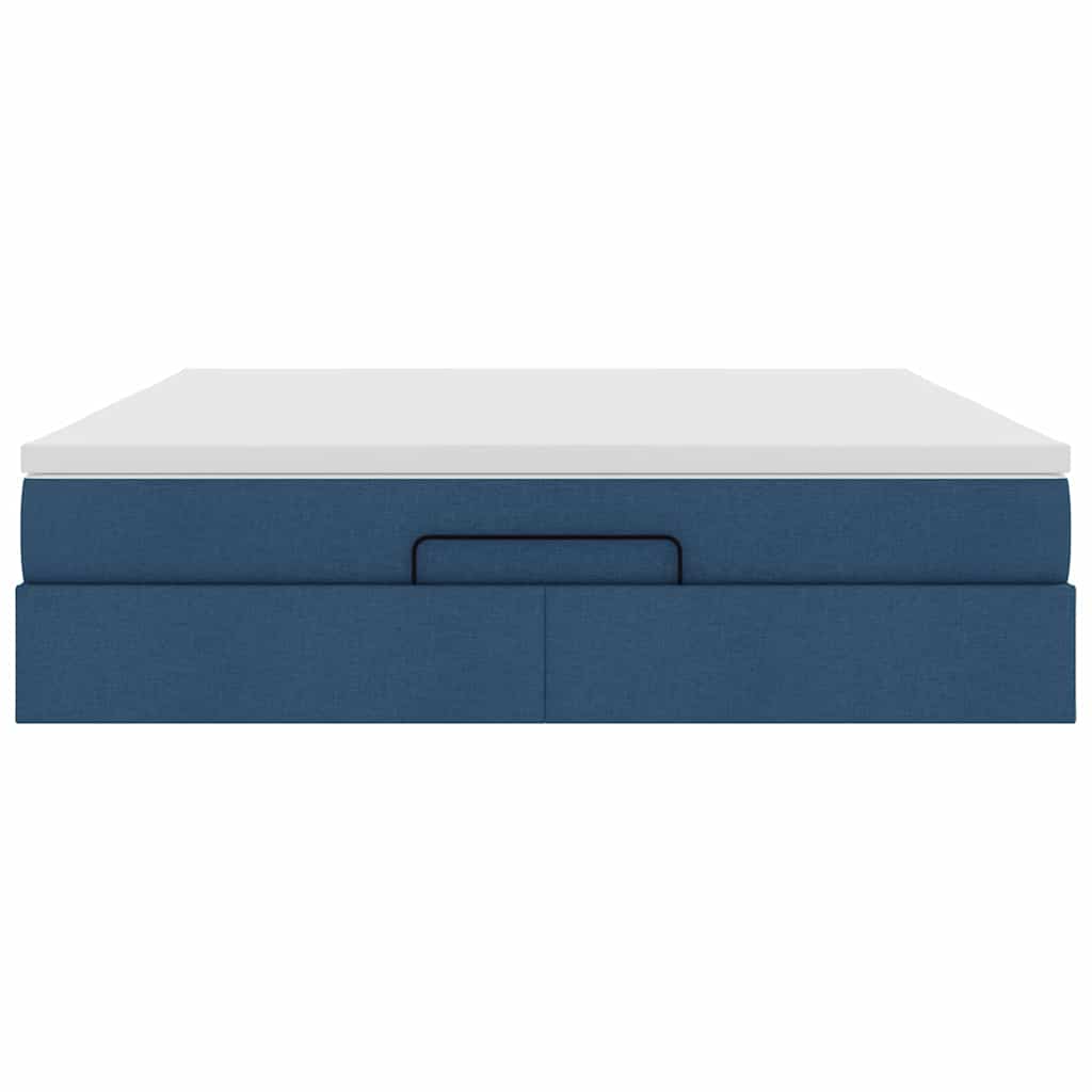 Cadre de lit ottoman avec matelas bleu 160x200 cm tissu - XIOS