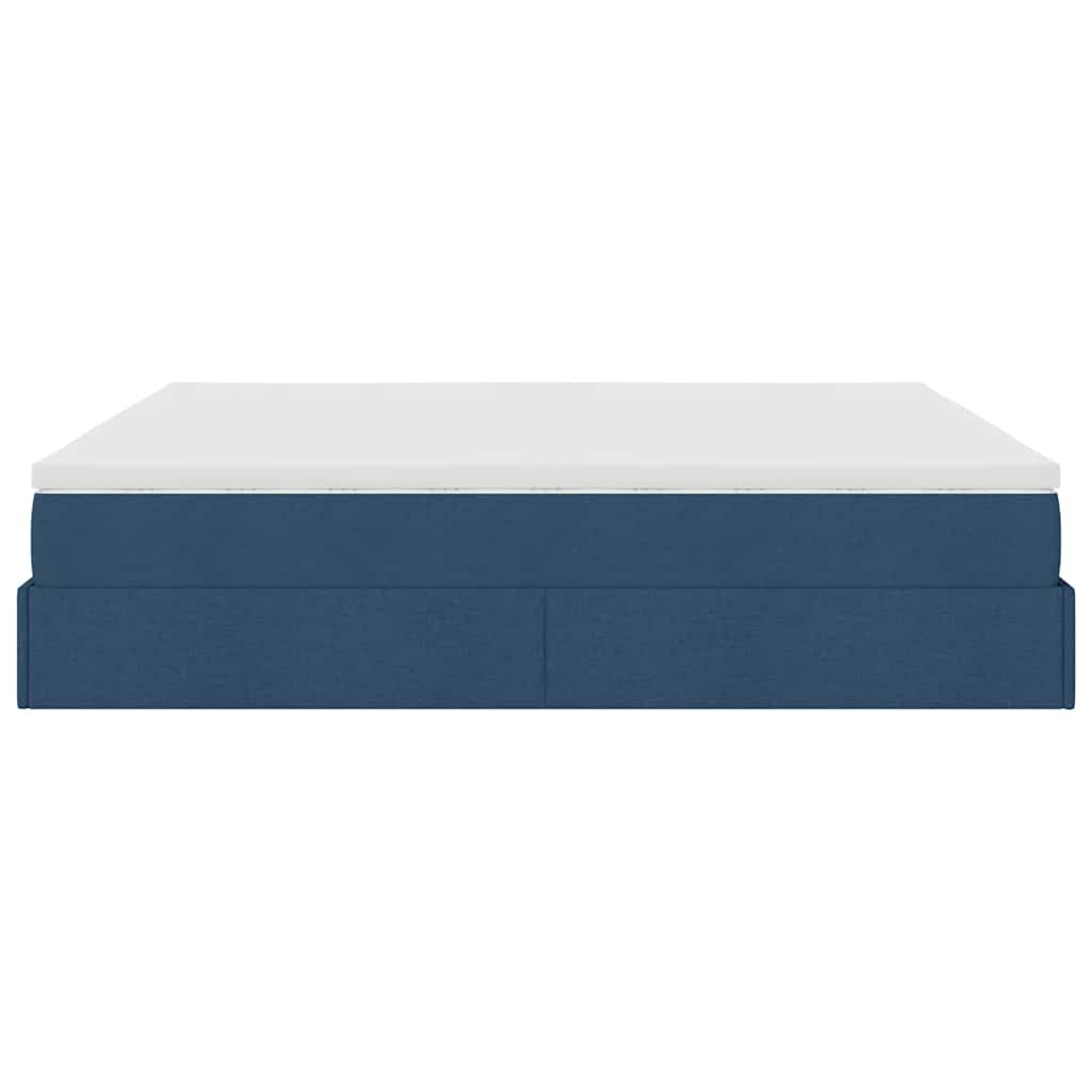 Cadre de lit ottoman avec matelas bleu 160x200 cm tissu - XIOS