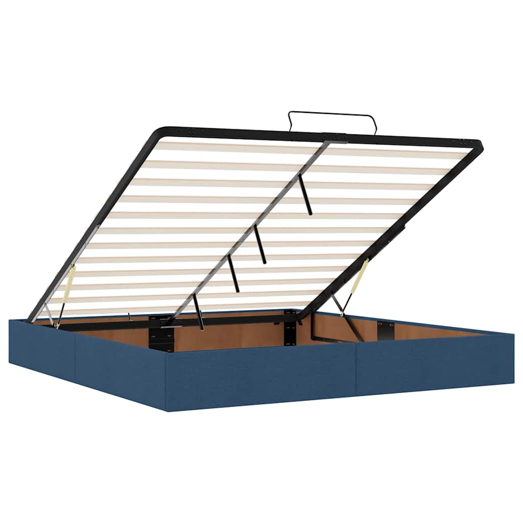 Cadre de lit ottoman avec matelas bleu 160x200 cm tissu - XIOS