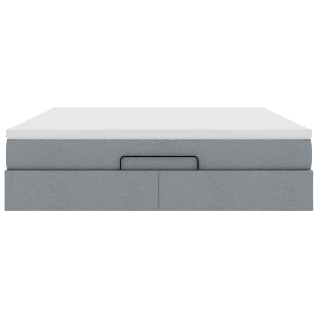 Cadre de lit ottoman et matelas gris clair 180x200 cm tissu - XIOS