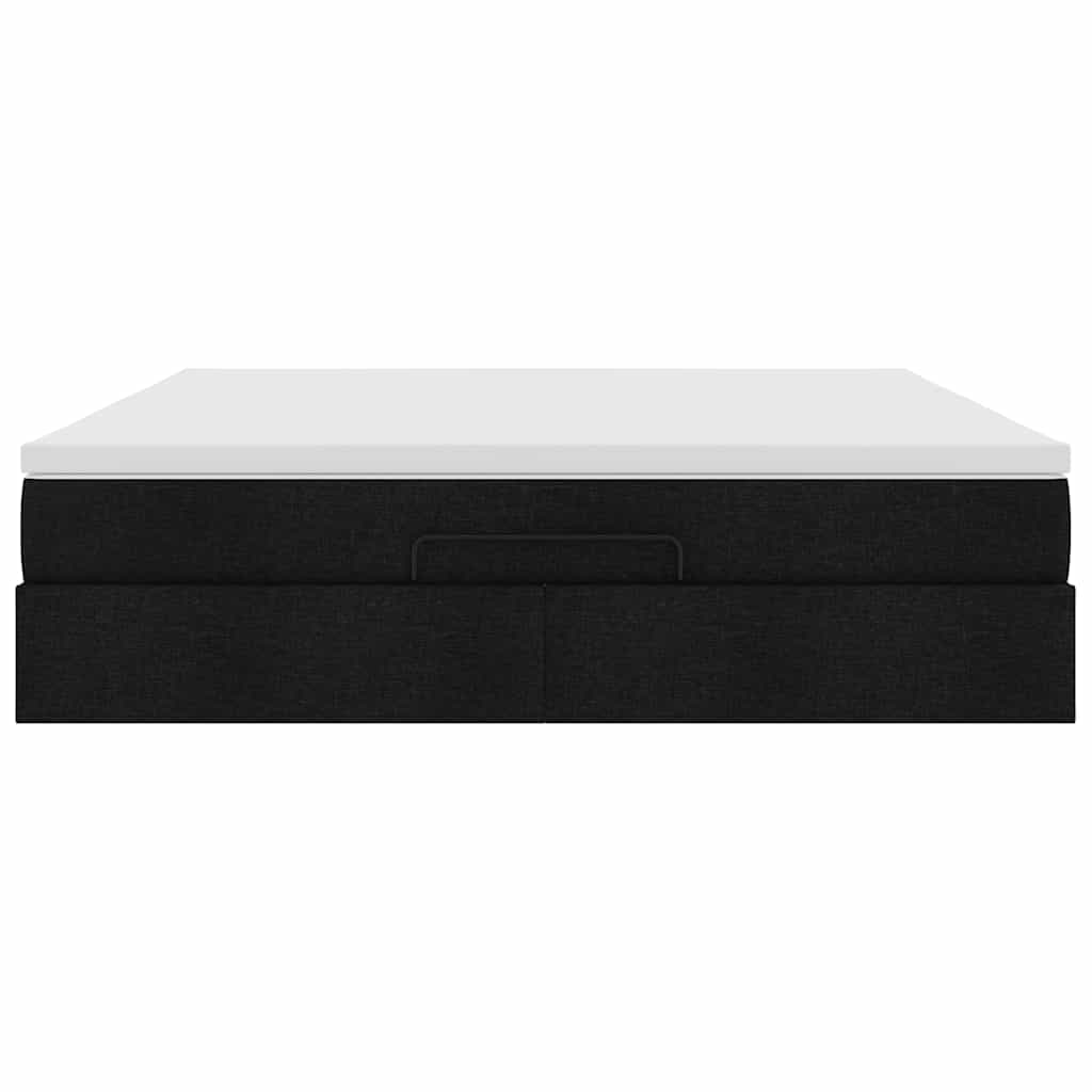 Cadre de lit ottoman avec matelas noir 180x200 cm tissu