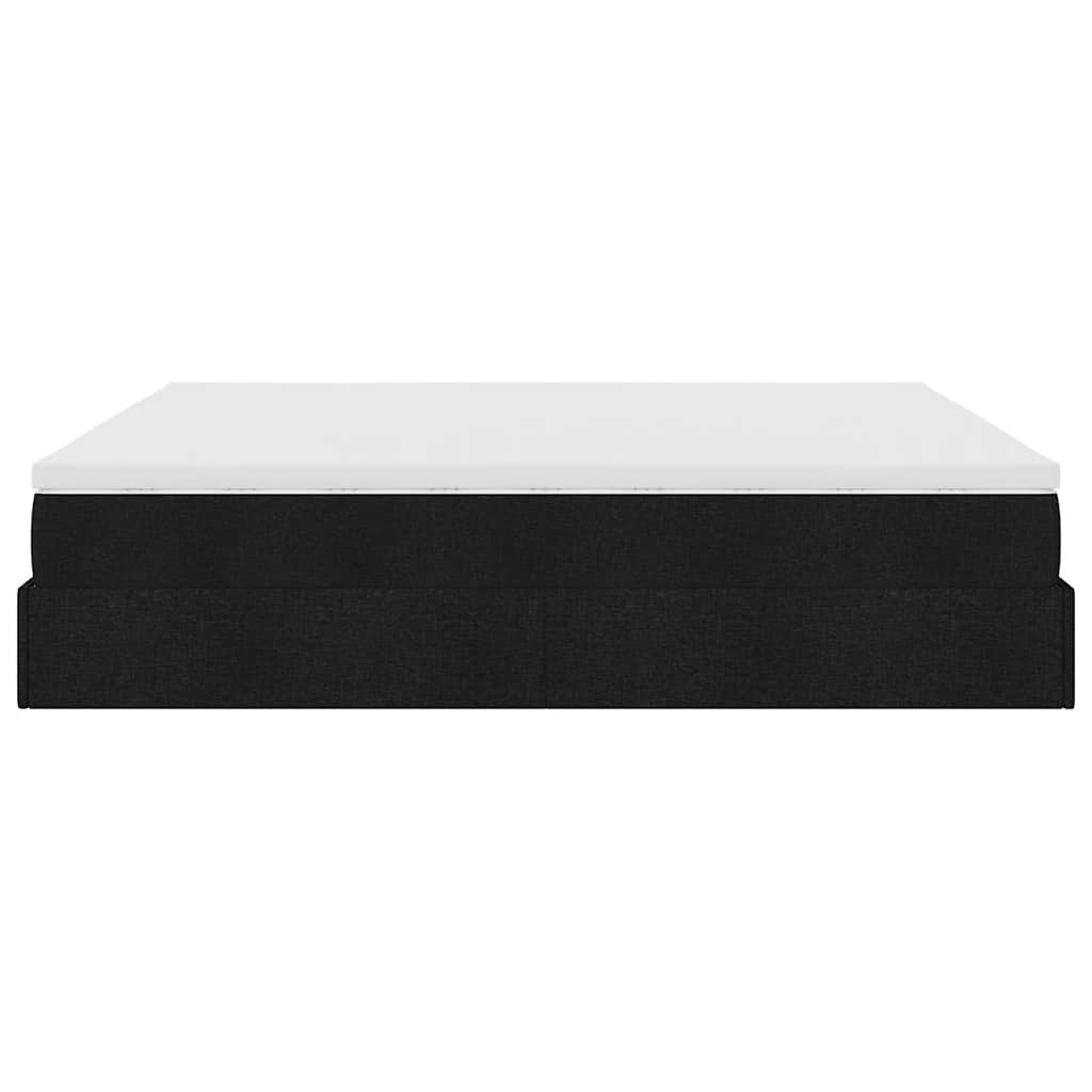 Cadre de lit ottoman avec matelas noir 180x200 cm tissu - XIOS