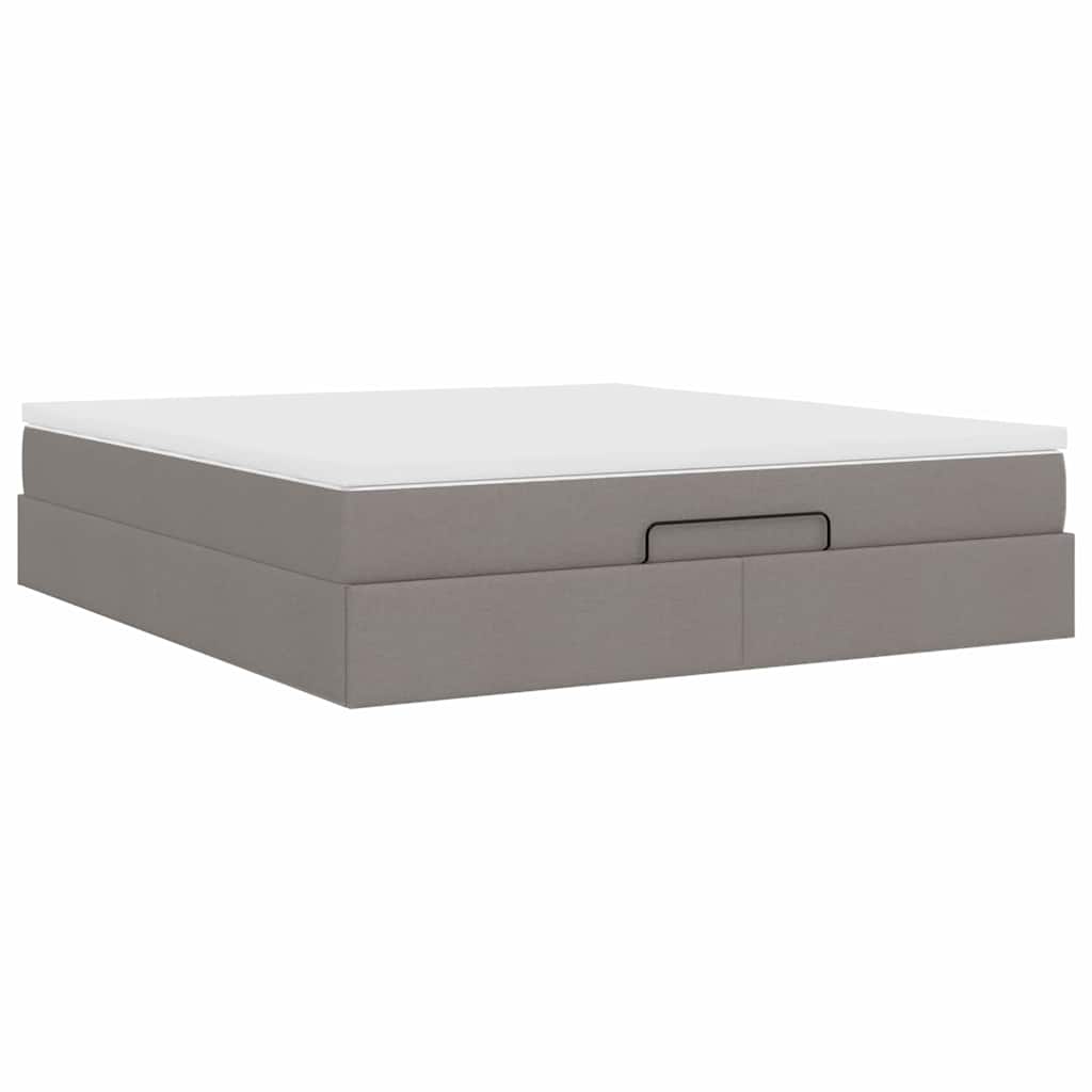 Cadre de lit ottoman avec matelas taupe 180x200 cm tissu - XIOS