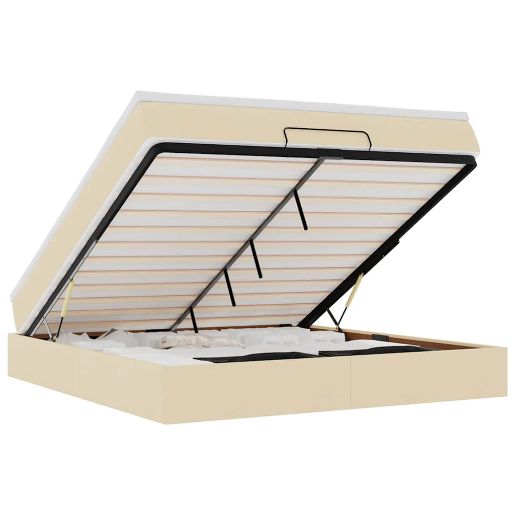 Cadre de lit ottoman avec matelas crème 180x200 cm tissu - XIOS