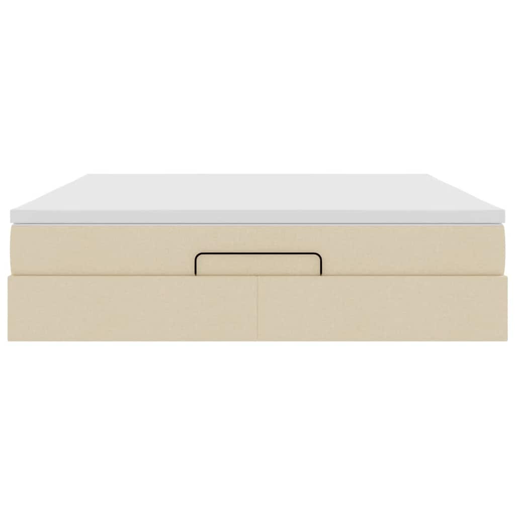 Cadre de lit ottoman avec matelas crème 180x200 cm tissu - XIOS