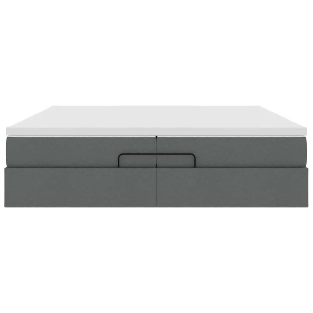 Cadre de lit ottoman avec matelas gris foncé 200x200cm tissu - XIOS