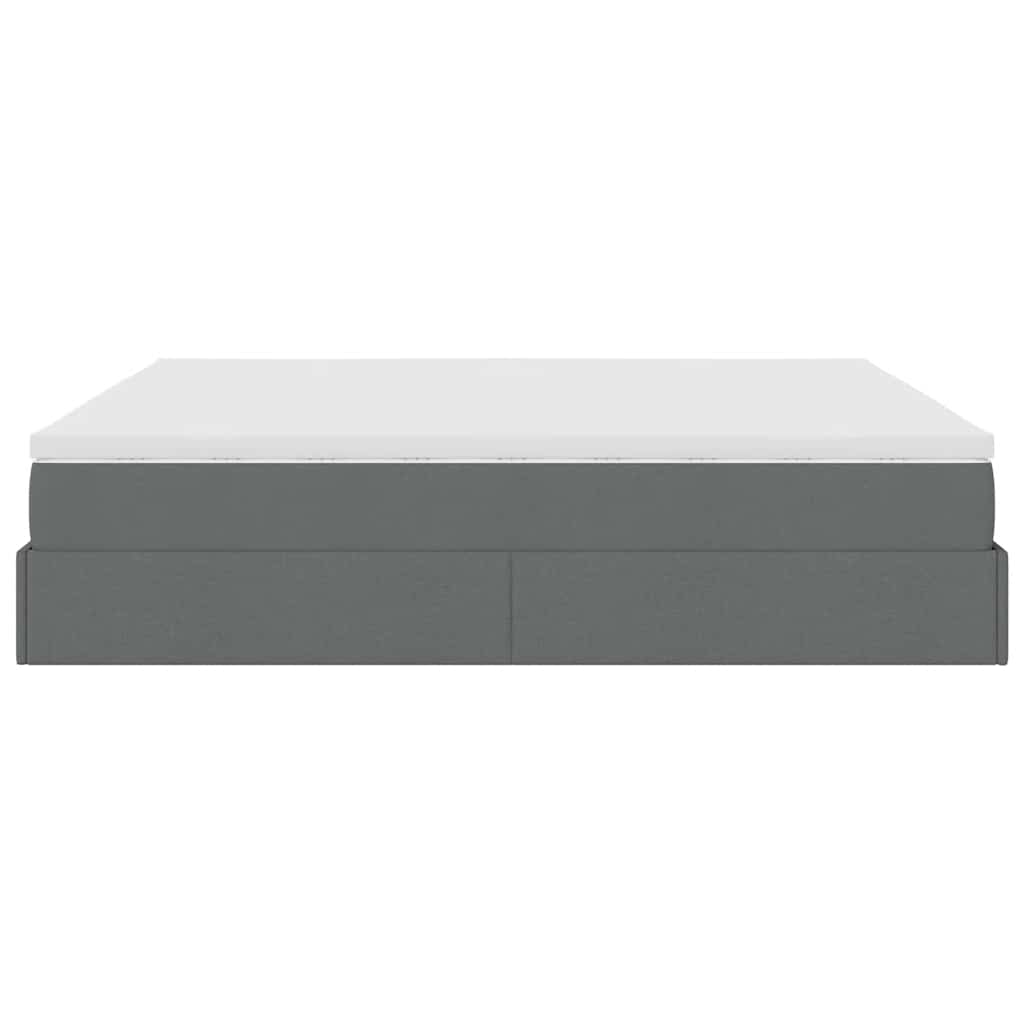 Cadre de lit ottoman avec matelas gris foncé 200x200cm tissu - XIOS