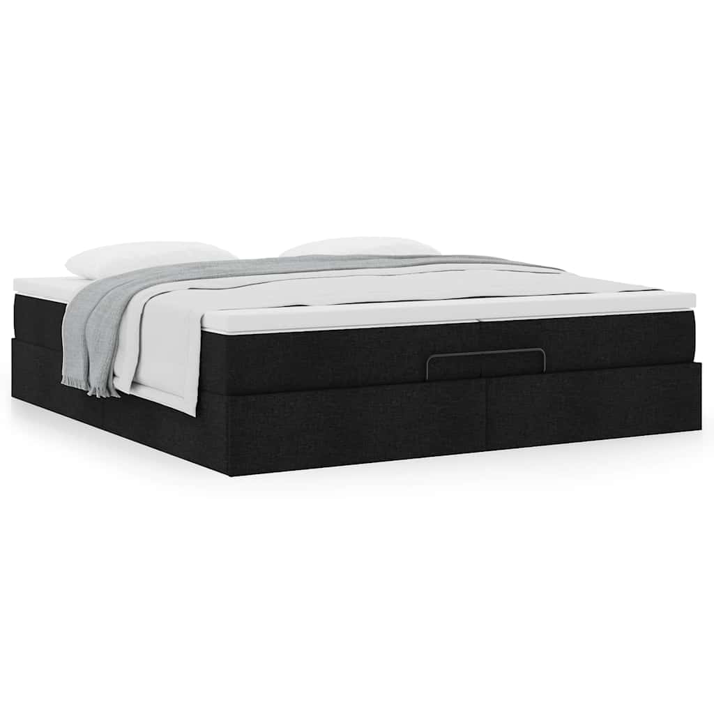Cadre de lit ottoman avec matelas noir 200x200cm tissu - XIOS