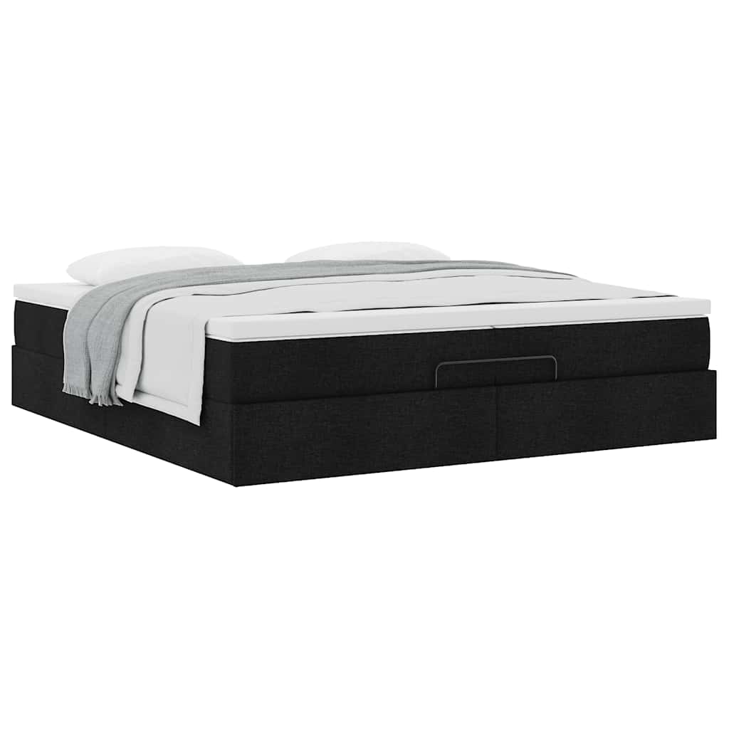Cadre de lit ottoman avec matelas noir 200x200cm tissu - XIOS