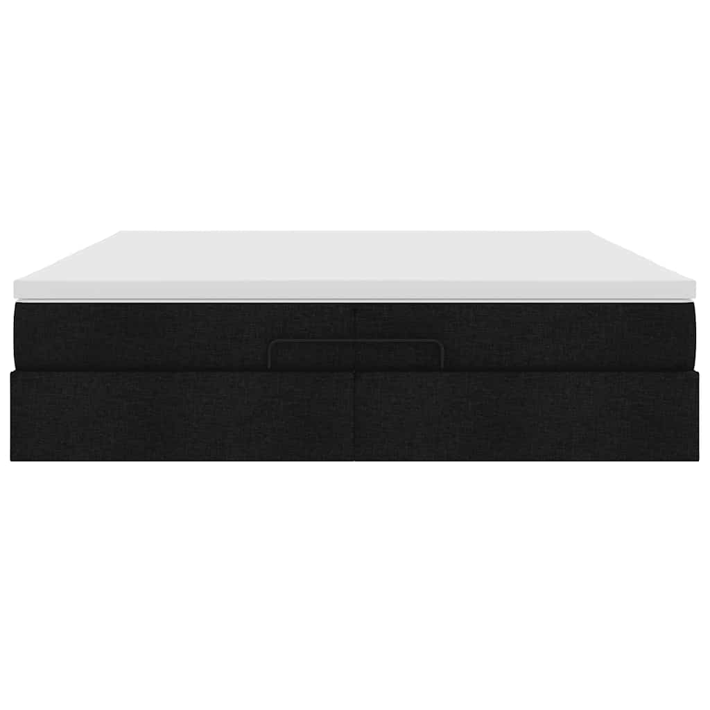 Cadre de lit ottoman avec matelas noir 200x200cm tissu - XIOS