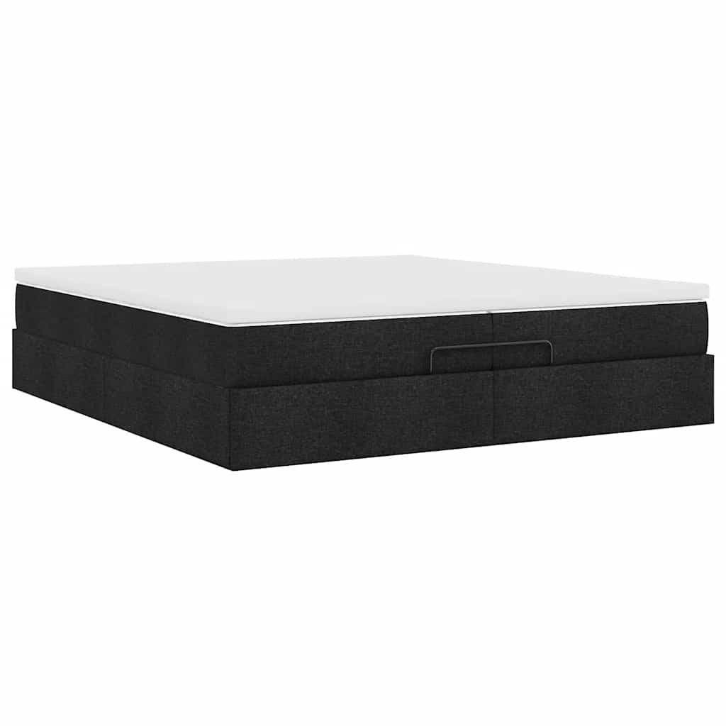 Cadre de lit ottoman avec matelas noir 200x200cm tissu - XIOS