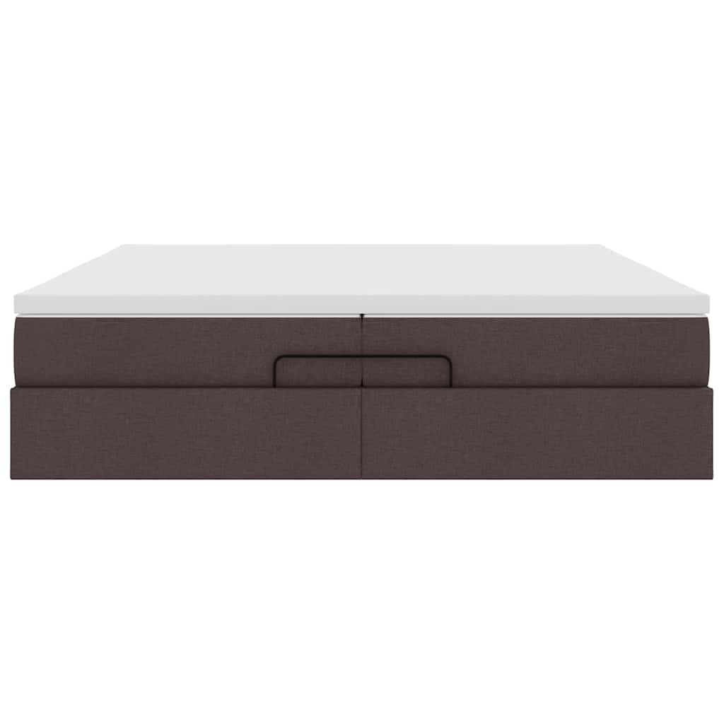 Cadre de lit ottoman avec matelas marron foncé 200x200 cm tissu - XIOS