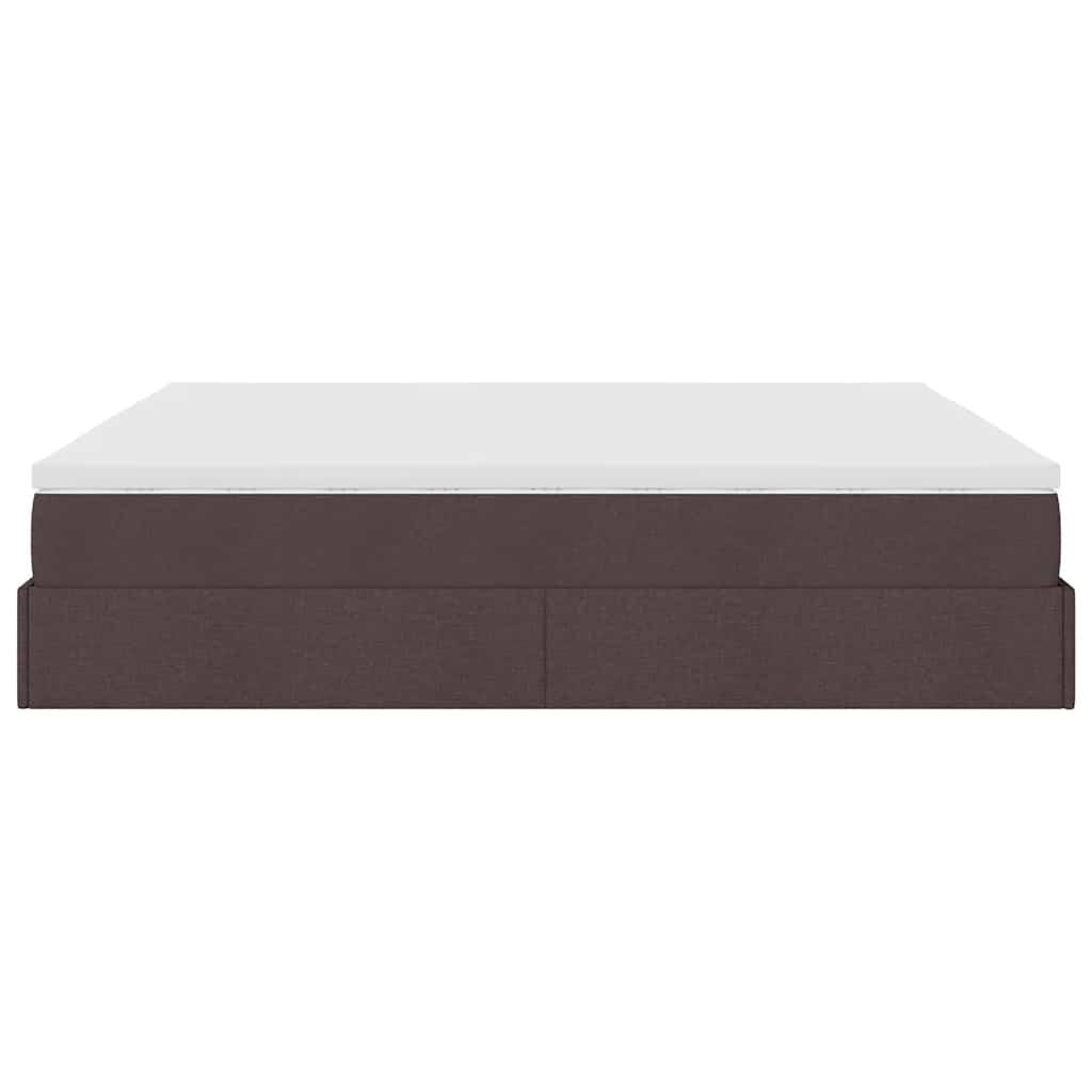 Cadre de lit ottoman avec matelas marron foncé 200x200 cm tissu - XIOS
