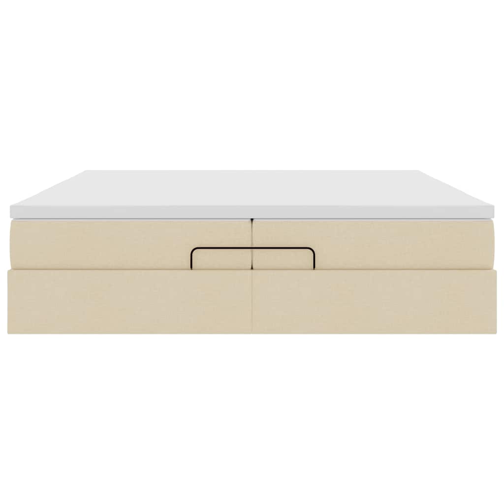 Cadre de lit ottoman avec matelas crème 200x200cm tissu - XIOS