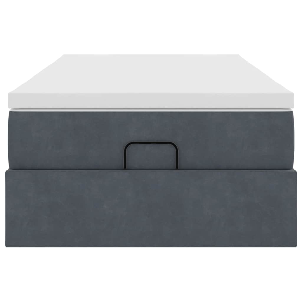 Cadre de lit ottoman avec matelas gris foncé 90x190 cm velours - XIOS