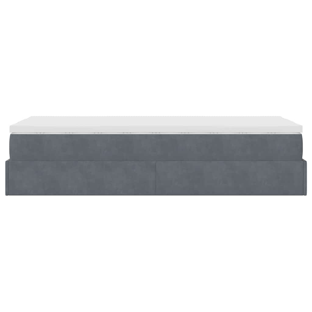 Cadre de lit ottoman avec matelas gris foncé 90x190 cm velours - XIOS