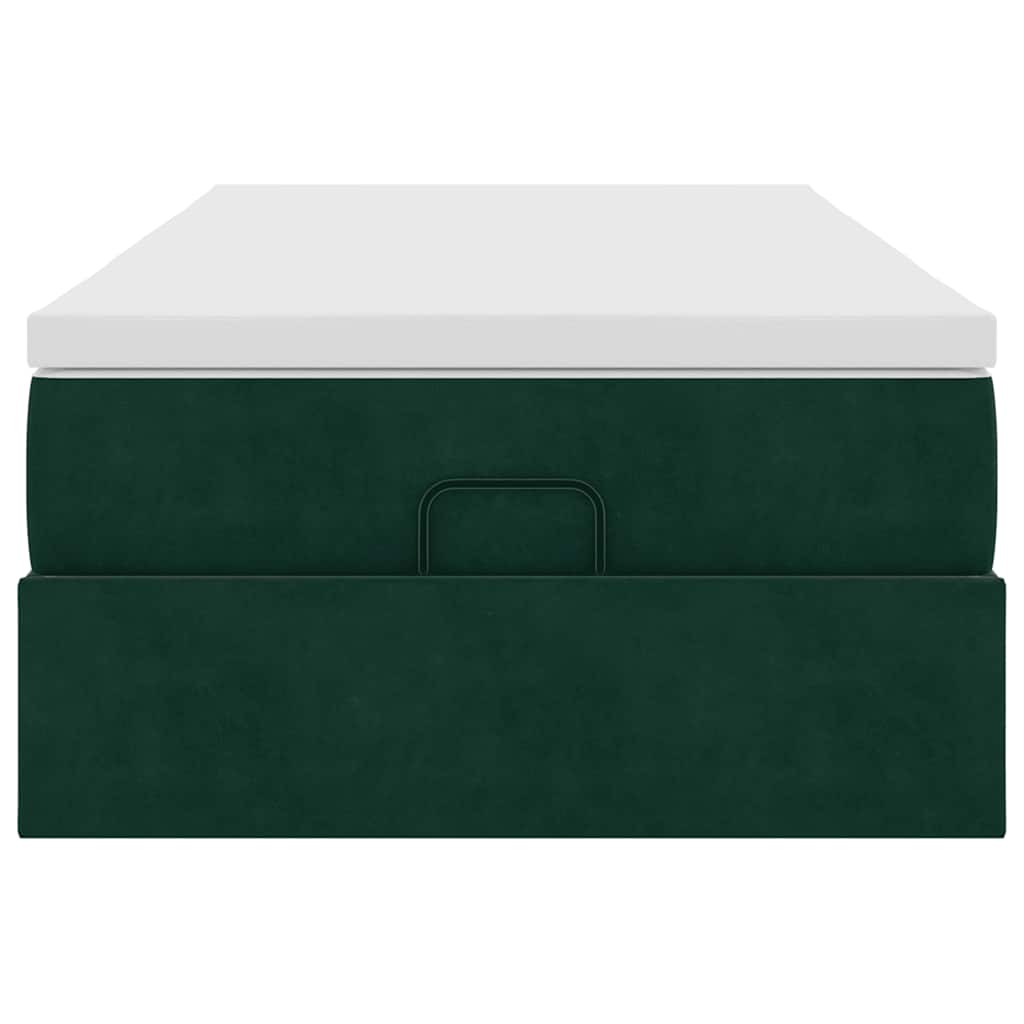 Cadre de lit ottoman avec matelas vert foncé 90x190 cm velours - XIOS