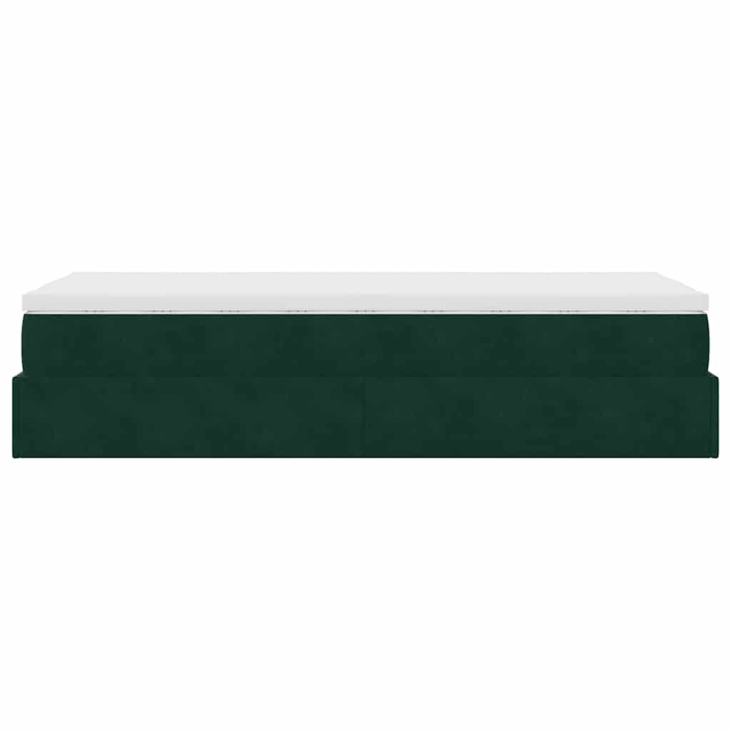 Cadre de lit ottoman avec matelas vert foncé 90x190 cm velours - XIOS