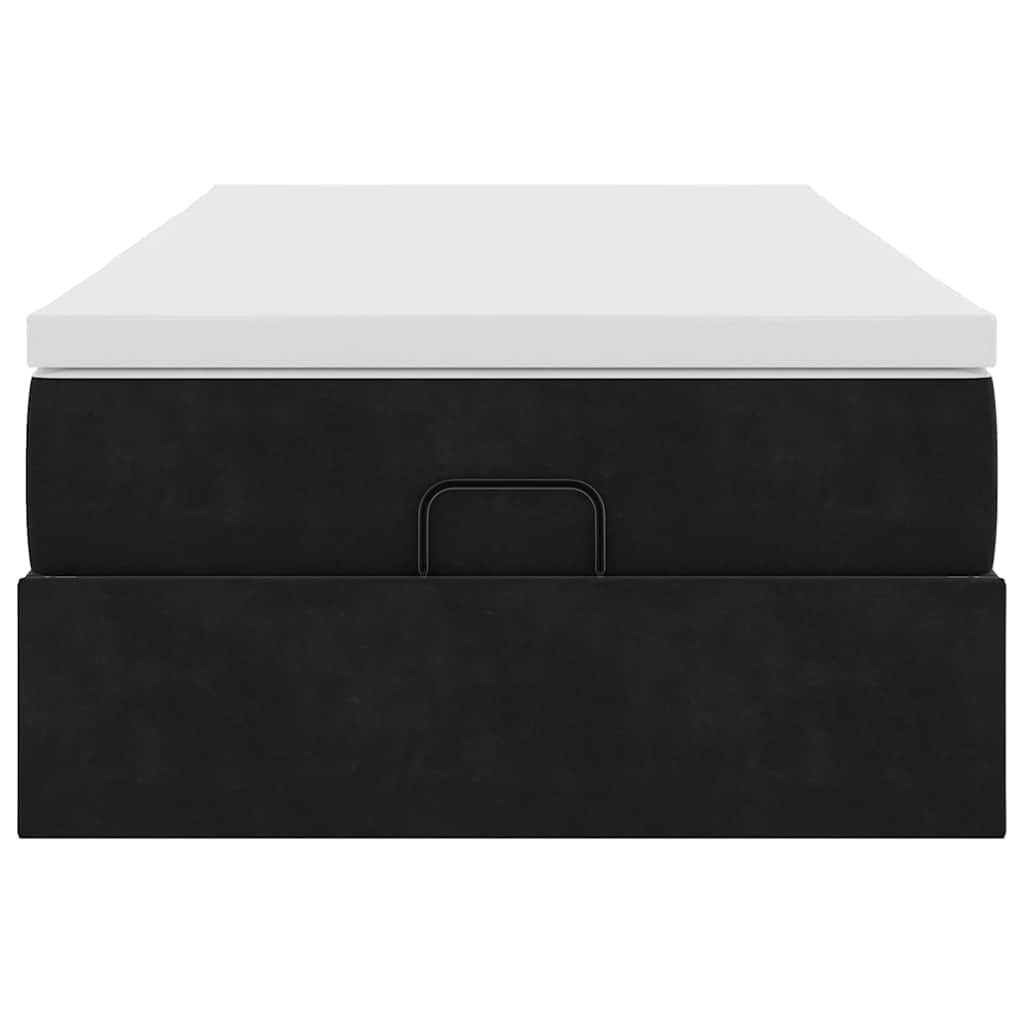 Cadre de lit ottoman avec matelas noir 90x200 cm velours - XIOS