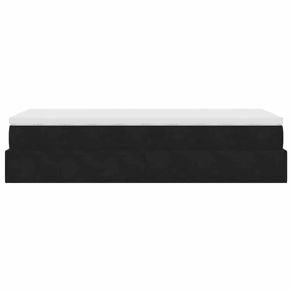 Cadre de lit ottoman avec matelas noir 90x200 cm velours - XIOS