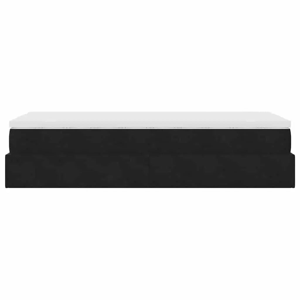 Cadre de lit ottoman avec matelas noir 90x200 cm velours - XIOS