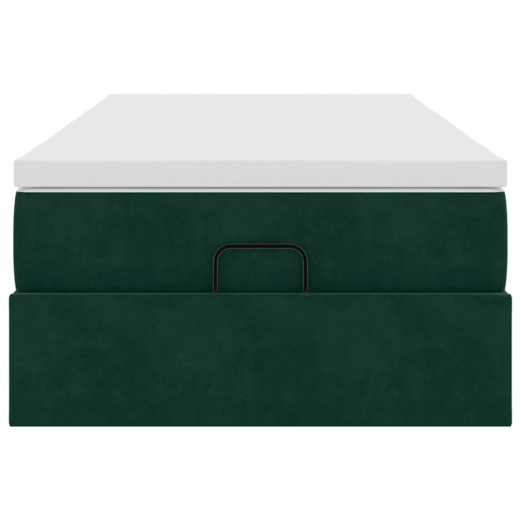 Cadre de lit ottoman avec matelas vert foncé 90x200 cm velours - XIOS