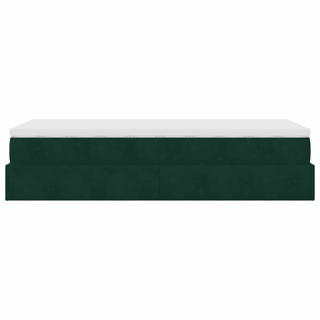 Cadre de lit ottoman avec matelas vert foncé 90x200 cm velours - XIOS