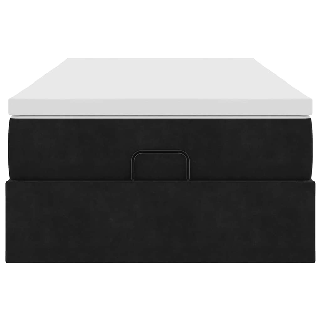 Cadre de lit ottoman avec matelas noir 100x200cm velours - XIOS