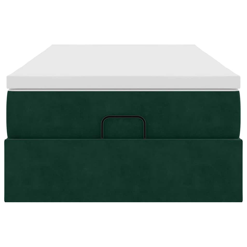 Cadre de lit ottoman avec matelas vert foncé 100x200 cm velours - XIOS