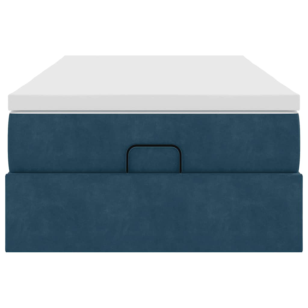 Cadre de lit ottoman avec matelas bleu foncé 100x200 cm velours - XIOS