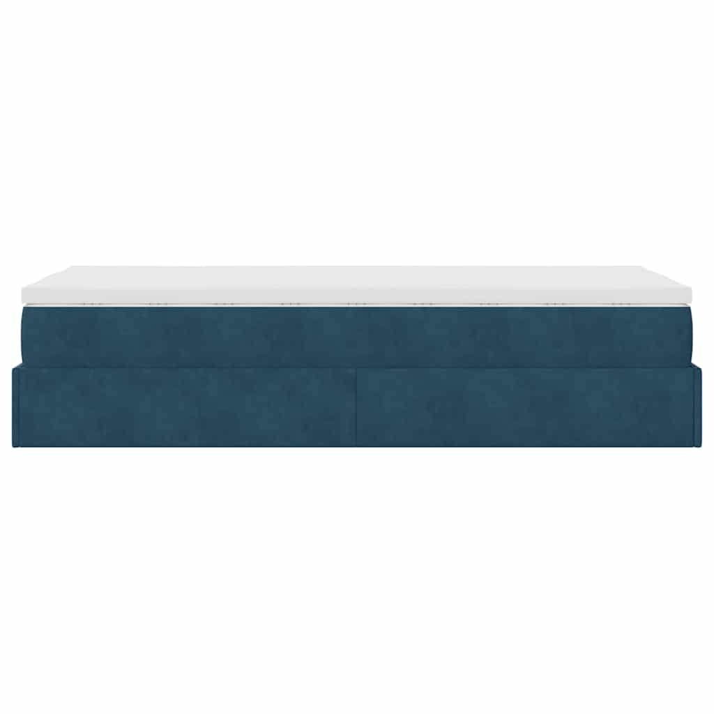 Cadre de lit ottoman avec matelas bleu foncé 100x200 cm velours - XIOS