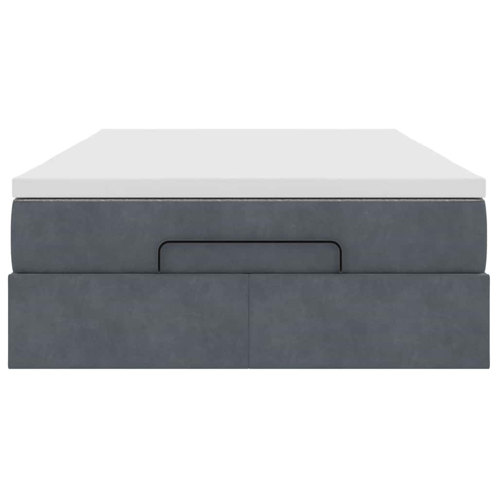 Lit ottoman avec matelas gris foncé 120x190 cm velours