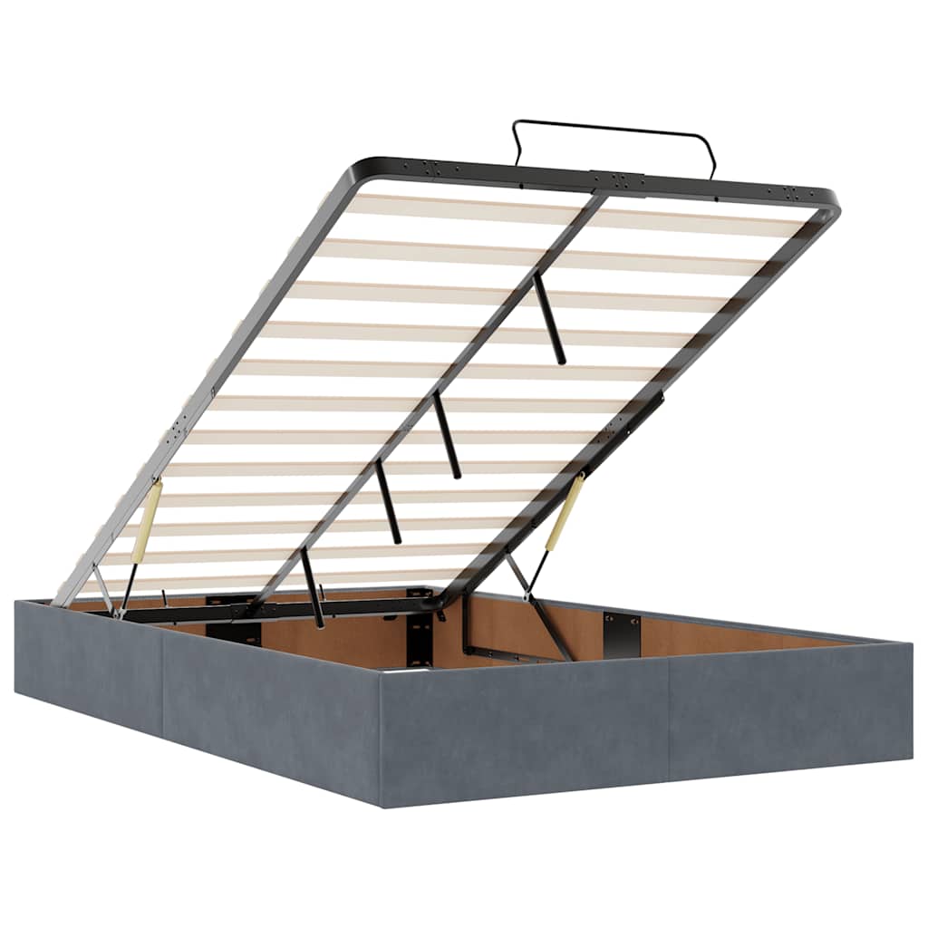 Lit ottoman avec matelas gris foncé 120x190 cm velours - XIOS