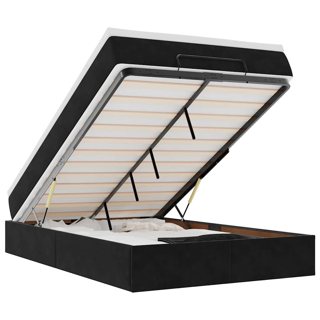 Lit ottoman avec matelas noir 120x190 cm velours - XIOS