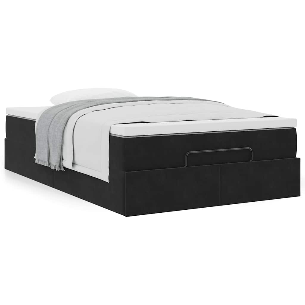 Lit ottoman avec matelas noir 120x190 cm velours - XIOS