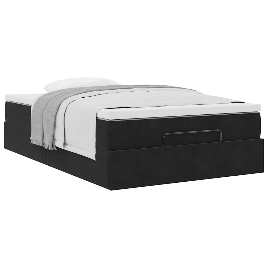 Lit ottoman avec matelas noir 120x190 cm velours - XIOS